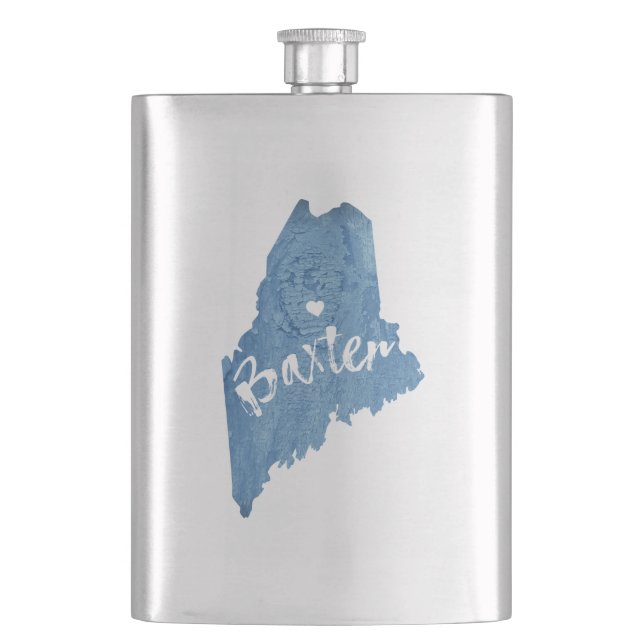 Baxter State Park Maine Wood Grain Hip Flask (Front)