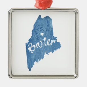 Baxter State Park Maine Wood Grain Metal Tree Decoration