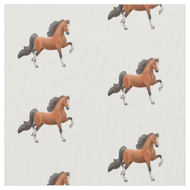 Bay American Saddlebred Horse Fabric (Close Up)