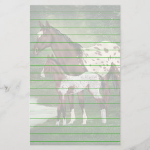 Bay and White Appaloosa Mare and Foal Print Stationery