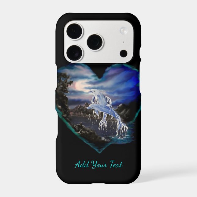 Bay at Night , Dolphin Love , Add Your Text (Back)