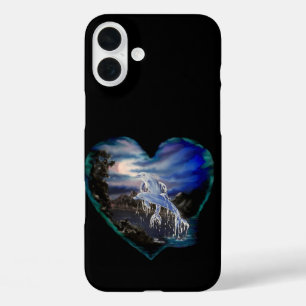 Bay at Night , Dolphin Love iPhone 16 Plus Case