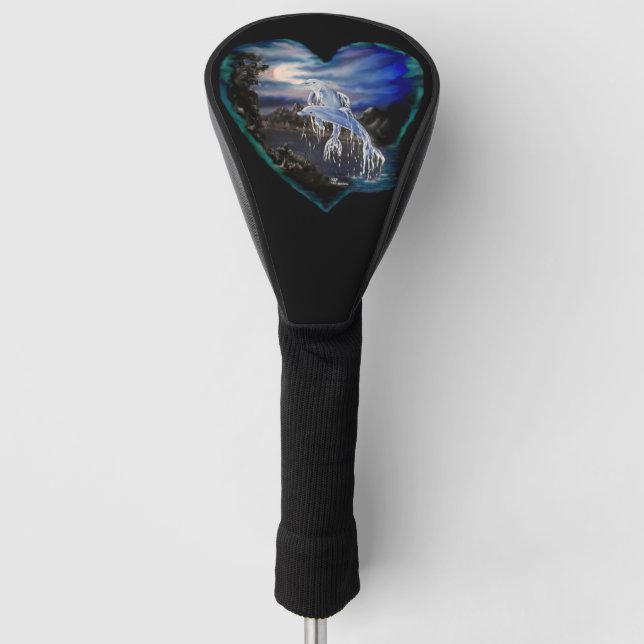 Bay at Night , Dolphin Love Golf Head Cover (Front)