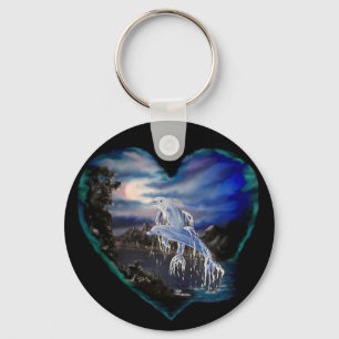 Bay at Night , Dolphin Love Key Ring