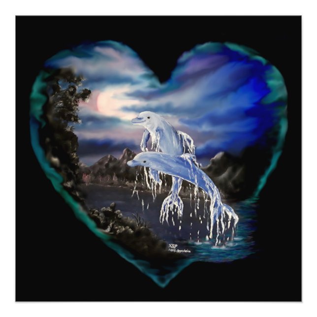 Bay at Night , Dolphin Love Photo Print (Front)