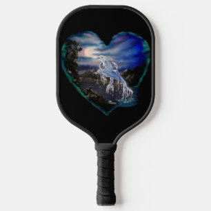 Bay at Night , Dolphin Love Pickleball Paddle