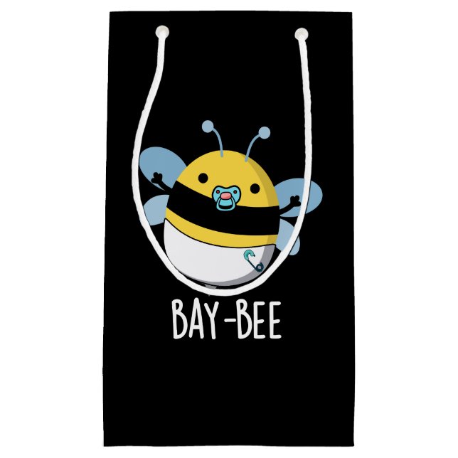 Bay-bee Funny Baby Bee Pun Dark BG Small Gift Bag (Front)