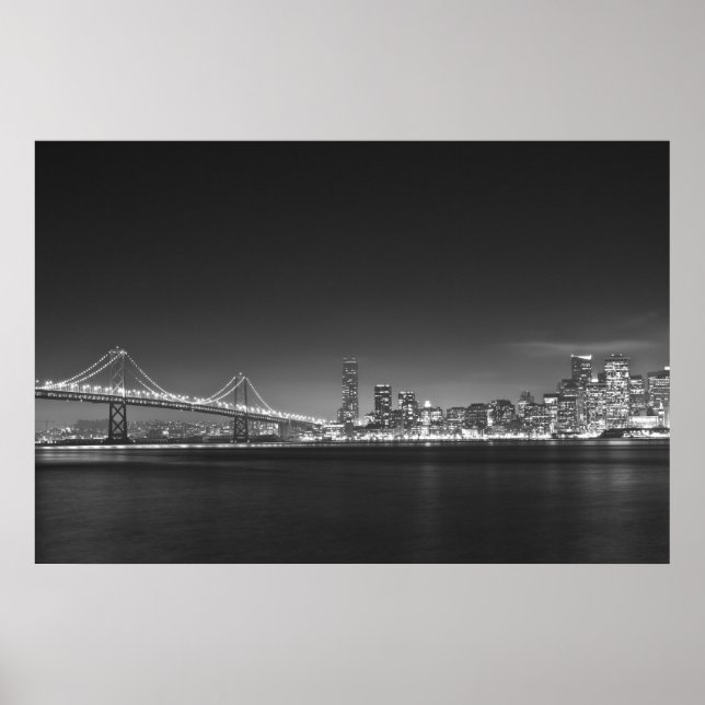 Bay Bridge San Francisco Black White Print (Front)