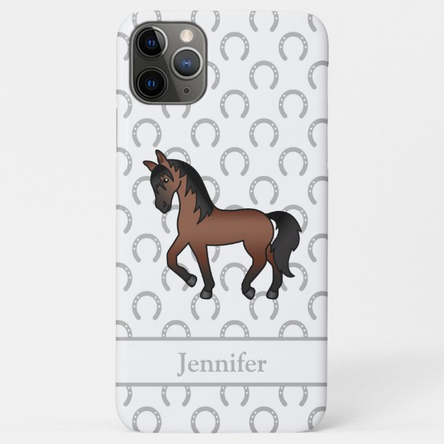 Bay Brown Trotting Horse Cute Cartoon Illustration Case-Mate iPhone Case (Back)