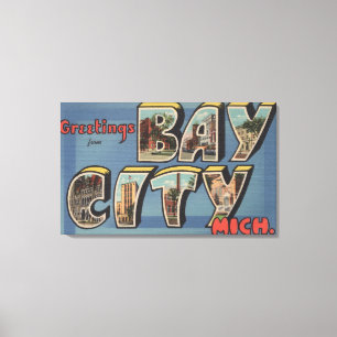 Bay City, Michigan - Large Letter Scenes 2 Canvas Print