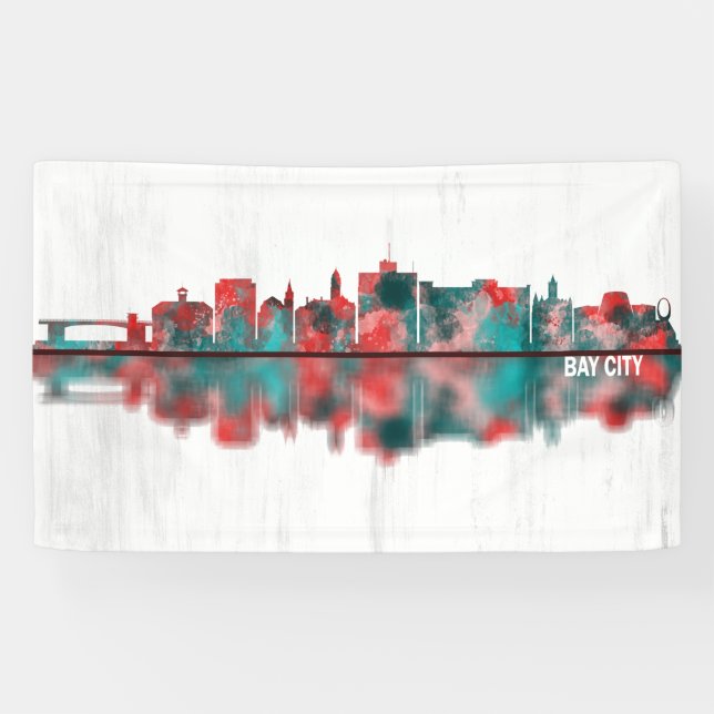 Bay City Michigan Skyline Banner (Horizontal)