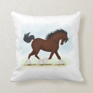 Bay Clydesdale Horse Cushion