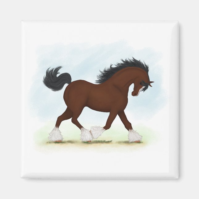 Bay Clydesdale Horse Magnet (Front)