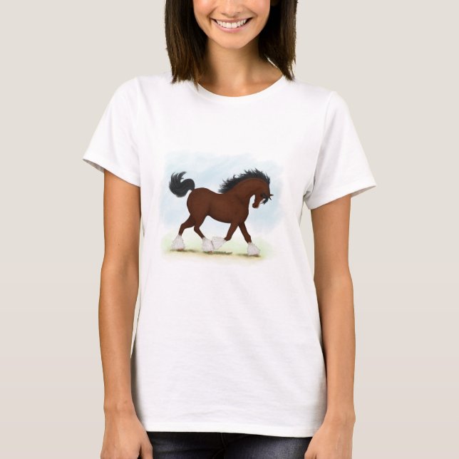 Bay Clydesdale Horse T-Shirt (Front)