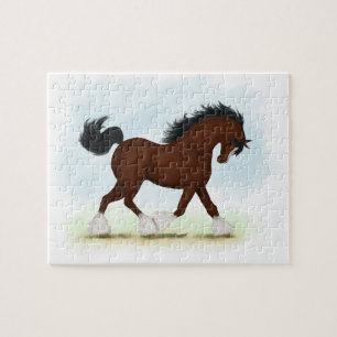 Bay Clydesdale Horse T-Shirt Jigsaw Puzzle
