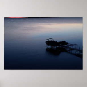 Bay fishing water sunrise poster