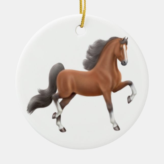 Bay Gaited Horse Ornament (Front)