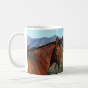 Bay Horse Equestrian Western Ranch Art Coffee Mug