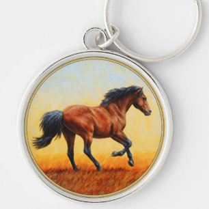 Bay Horse Galloping Key Ring