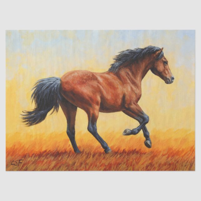 Bay Horse Galloping Tissue Paper (Front)