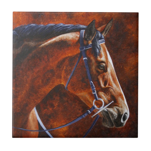 Bay Horse Hanoverian Warmblood Tile (Front)