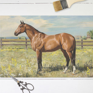 Bay Horse in a Pasture Painting Decoupage Tissue Paper
