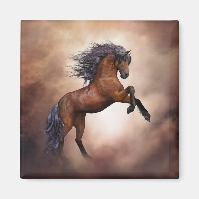Bay Horse Rearing Magnet (Front)