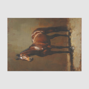 Bay Horse Standing Oil Painting Decoupage Tissue Paper