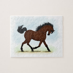 Bay Horse With Blaze Equestrian Horse Lover's Jigsaw Puzzle