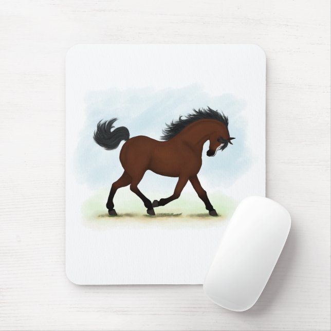 Bay Horse With Blaze Mouse Mat (With Mouse)