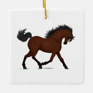 Bay Horse with Blaze Personalised Christmas Pony Ceramic Ornament