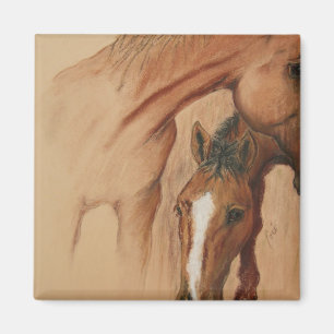 Bay Horses Art Magnet