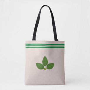 Bay Leaf Plant on Green & Beige Tote Bag