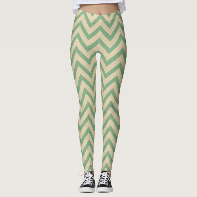 Bay Leaf Spice Moods Chevrons Leggings (Front)