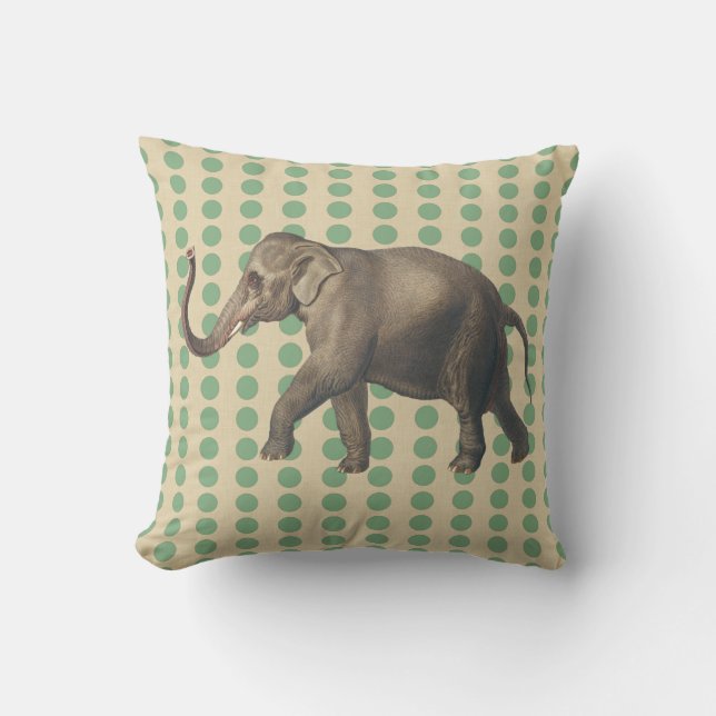 Bay Leaf Spice Moods Dots with Elephant Cushion (Front)