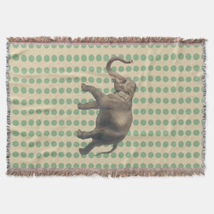 Bay Leaf Spice Moods Dots with Elephant Throw Blanket