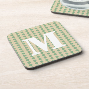 Bay Leaf Spice Moods Dots with monogram Coaster