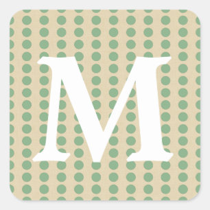 Bay Leaf Spice Moods Dots with Monogram Initial Square Sticker