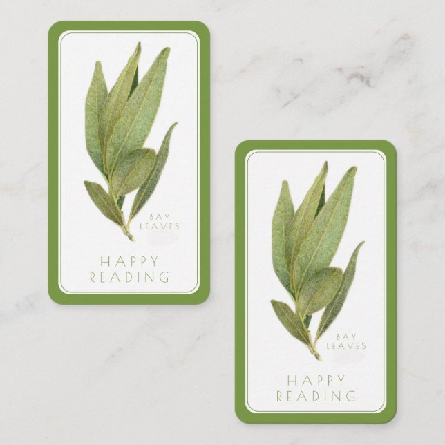 BAY LEAVES Bookmark - 3.5x2 Card + Text / Green (Front/Back)