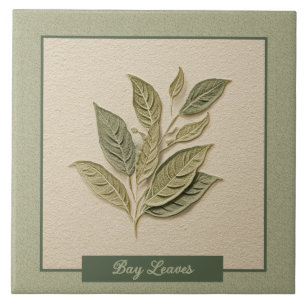 Bay Leaves Herb Kitchen Faux Relief Tile