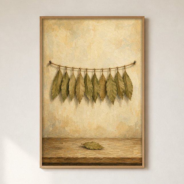 Bay Leaves on a String Watercolour Poster (Shown framed for scale. Poster ships unframed; frames are an optional add-on.)