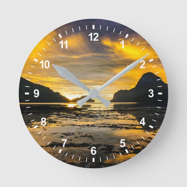 Bay Of El Nido Sunset Round Clock (Front)
