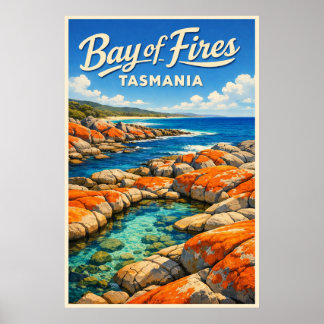 Bay of Fires Tasmania - Vintage Travel Poster