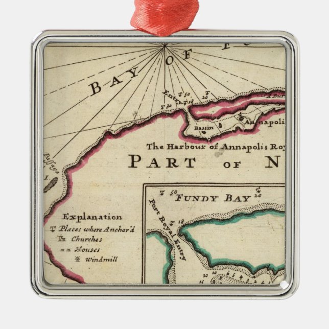 Bay of Fundy and harbour of Annapolis Royal Metal Tree Decoration (Front)