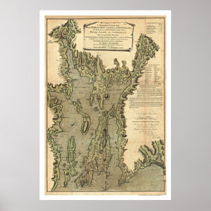 Bay Of Narraganset Map 1777 Poster