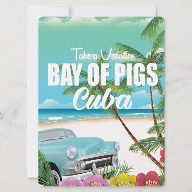 Bay of Pigs, Cuba beach vacation poster Invitation (Front)