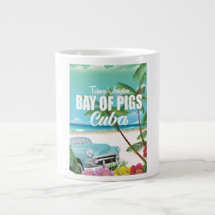 Bay of Pigs, Cuba beach vacation poster Large Coffee Mug