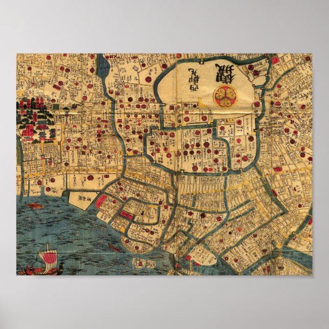 Bay of Tokyo Japanese map Poster, Edo Period Poster (Front)