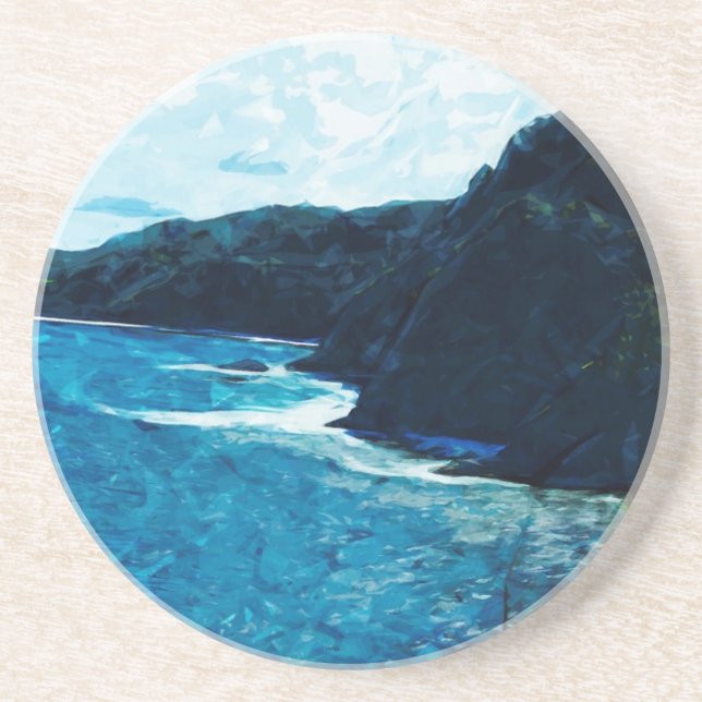 Bay On The Road To Hana Maui Abstract Coaster (Front)