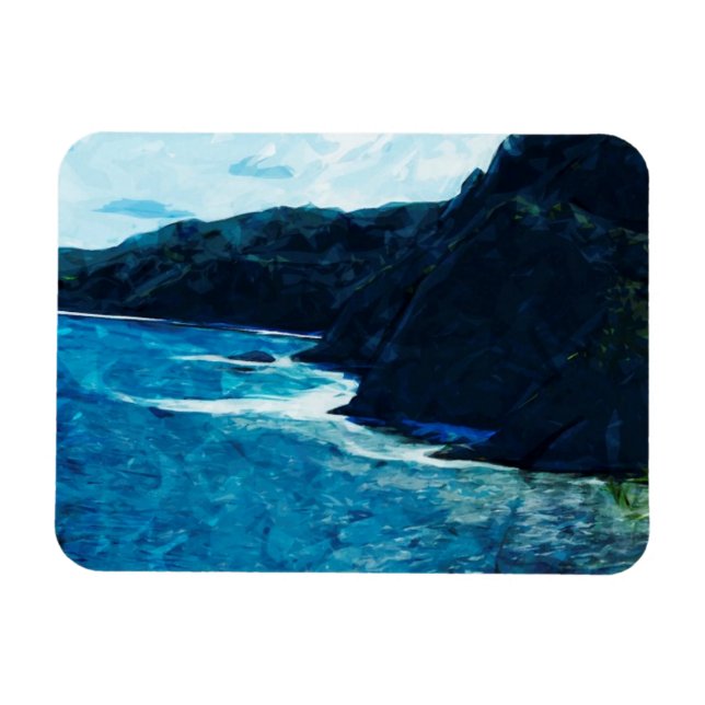 Bay On The Road To Hana Maui Abstract Magnet (Horizontal)